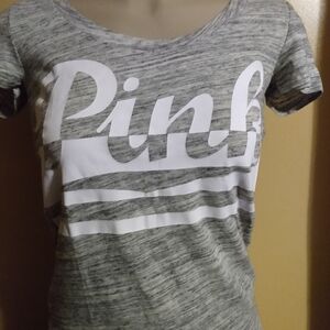 Victoria secret pink perfect crew short sleeve shirt grey size extra small